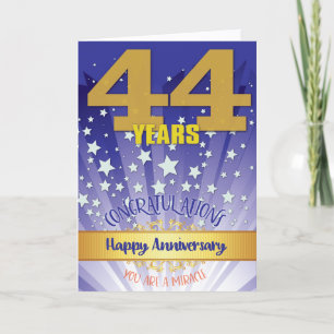 Tarjeta Aniversario de recuperación de 44 años en negrita