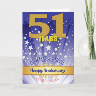 Tarjeta Aniversario de recuperación de 51 años en negrita