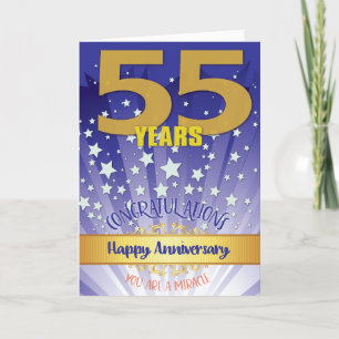 Tarjeta Aniversario de recuperación de 55 años en negrita