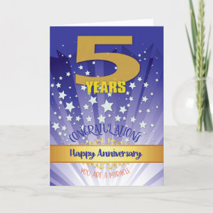 Tarjeta Aniversario de Recuperación de 5 Años Número en Ne