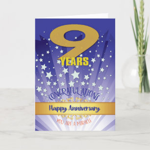 Tarjeta Aniversario de Recuperación de 9 Años Número en Ne