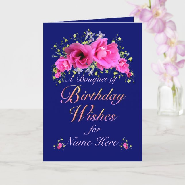 Tarjeta Aniversario de un Bouquet de flores y deseos (Orquídea)