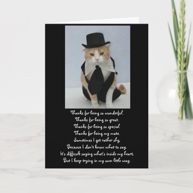 Tarjeta Aniversario de un gato bonito (Anverso)