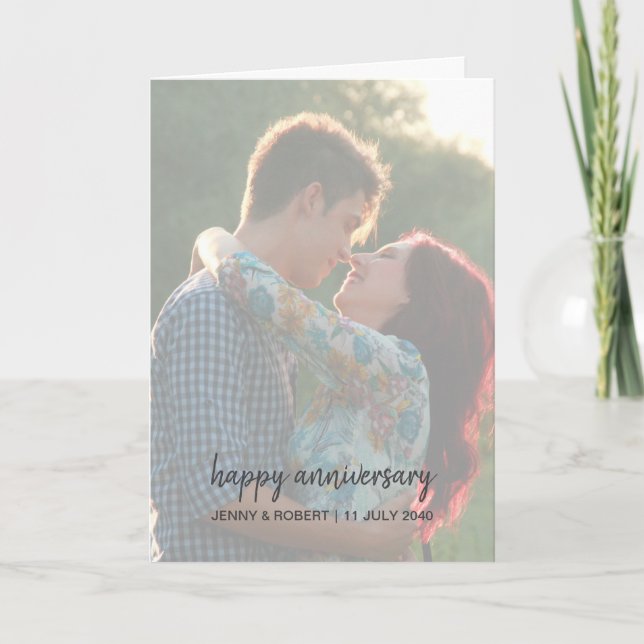 Tarjeta Aniversario de una fotografía moderna de estilo mo (Anverso)