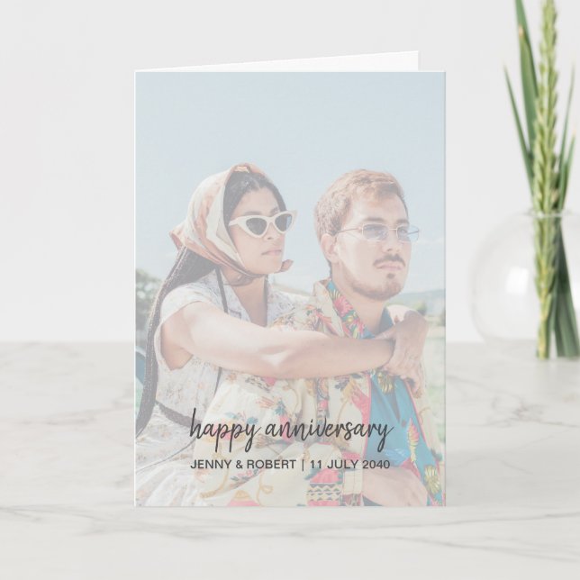 Tarjeta Aniversario de una fotografía moderna de estilo mo (Anverso)