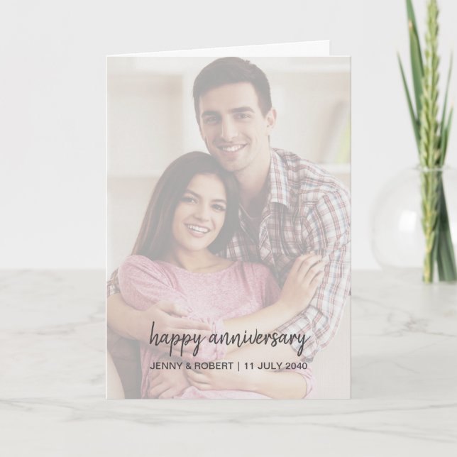 Tarjeta Aniversario de una fotografía moderna de estilo mo (Anverso)