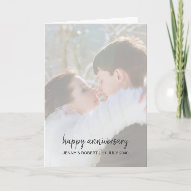 Tarjeta Aniversario de una fotografía moderna de estilo mo (Anverso)