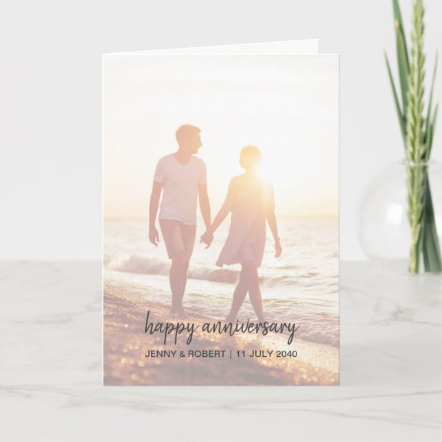 Tarjeta Aniversario de una fotografía moderna de estilo mo (Anverso)
