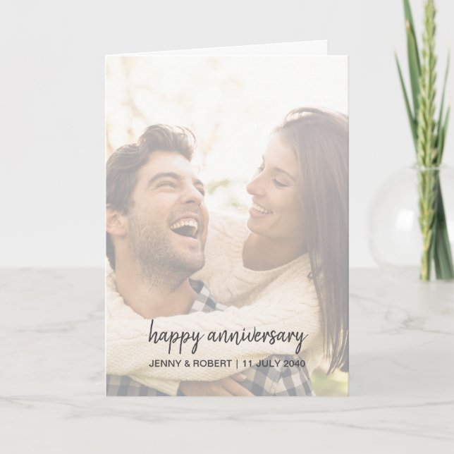 Tarjeta Aniversario de una fotografía moderna de estilo mo (Anverso)