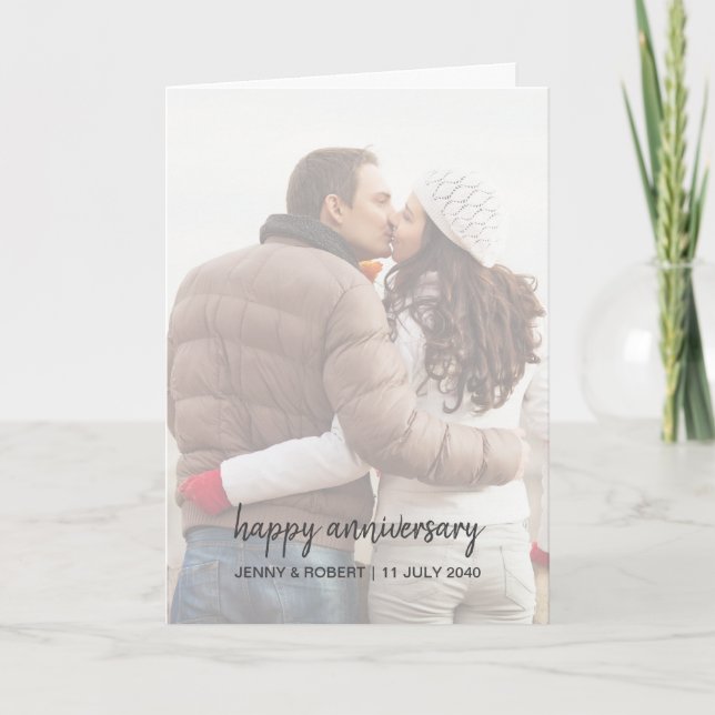 Tarjeta Aniversario de una fotografía moderna de estilo mo (Anverso)