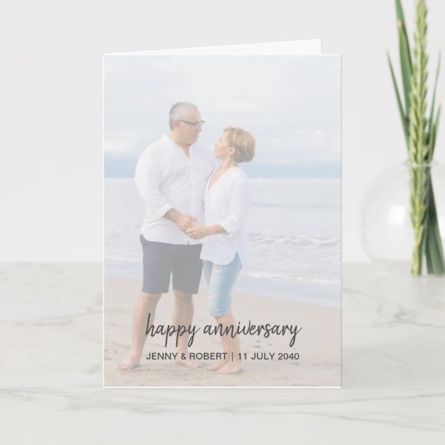 Tarjeta Aniversario de una fotografía moderna de estilo mo (Anverso)