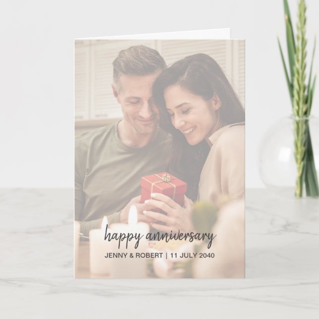 Tarjeta Aniversario de una fotografía moderna de estilo mo (Anverso)
