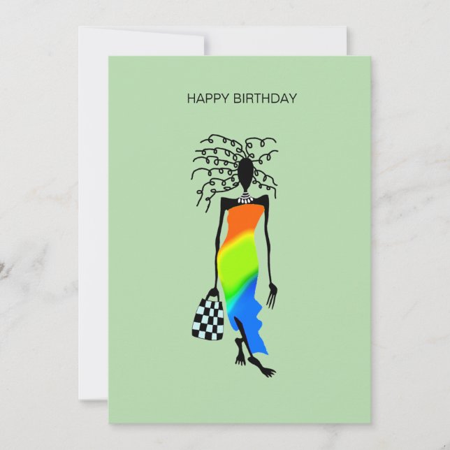 Tarjeta Aniversario de una mujer africana elegante y elega (Anverso)