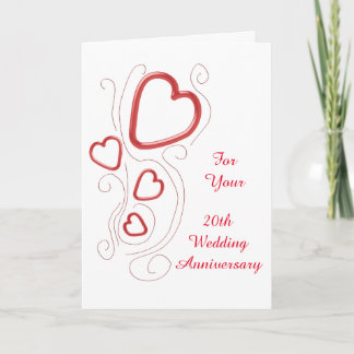 Tarjeta Aniversario del 20° Boda personalizado de los cora