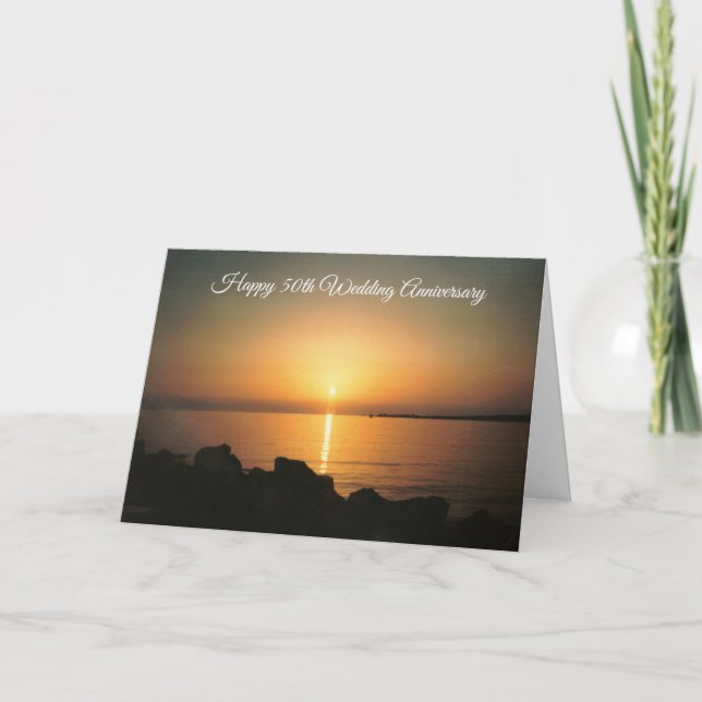 Tarjeta Aniversario del 50° Boda personalizado del atardec (Anverso)