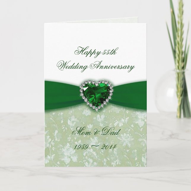 Tarjeta Aniversario del 55° Boda de Damask (Anverso)