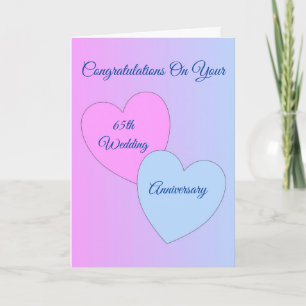 Tarjeta Aniversario del 65° Boda personalizado de los cora