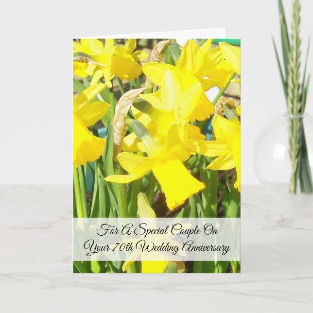 Tarjeta Aniversario del 70° Boda personalizado de Daffodil (Anverso)
