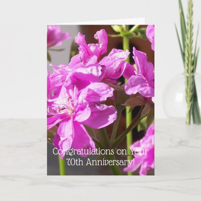 Tarjeta Aniversario del 70° Boda personalizado de la flora (Anverso)