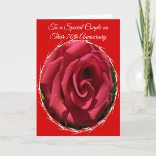 Tarjeta Aniversario del 70° Boda personalizado de la Rosa 