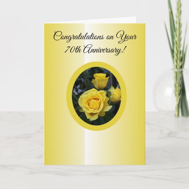 Tarjeta Aniversario del 70° Boda personalizado de la rosa  (Anverso)