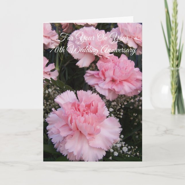Tarjeta Aniversario del 70° Boda Personalizado de las Carn (Anverso)