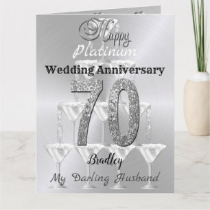 Tarjeta Aniversario del 70° Boda Platino personalizado