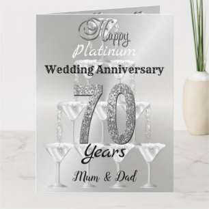 Tarjeta Aniversario del 70° Boda Platino personalizado