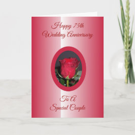 Tarjeta Aniversario del 75° Boda personalizado de la Rosa 