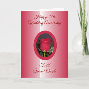 Tarjeta Aniversario del 75° Boda personalizado de la Rosa