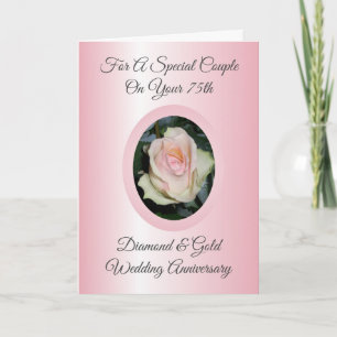 Tarjeta Aniversario del 75° Boda personalizado de Rosa Ros