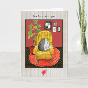 Tarjeta Aniversario del Amante de Gatos Dos Gatos Acurruca