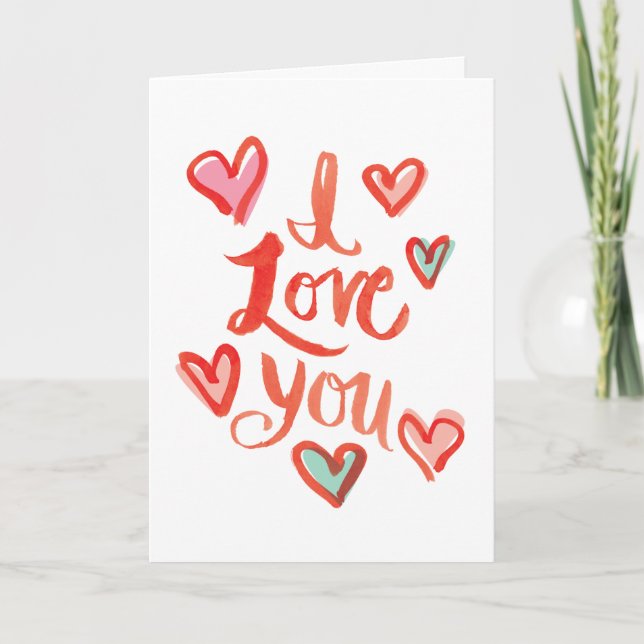 Tarjeta Aniversario del amor pintado y el corazón (Anverso)