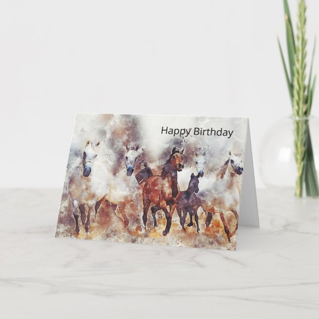 Tarjeta Aniversario del arte de la acuarela de Caballos Sa (Anverso)