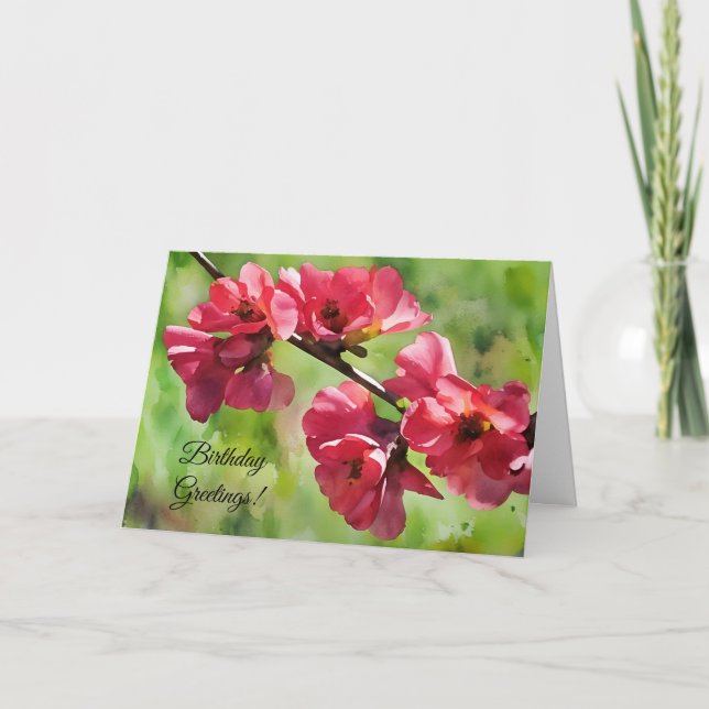 Tarjeta Aniversario del arte de la acuarela de los cerezos (Anverso)