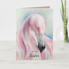 Tarjeta Aniversario del Arte de Pink Flamingo Pastel