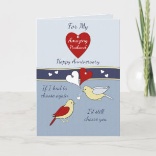 Tarjeta Aniversario del Boda azul del marido