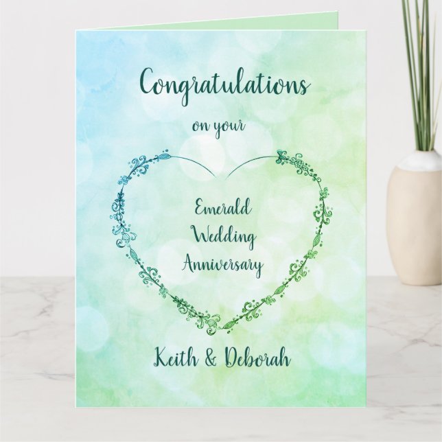 Tarjeta Aniversario del Boda de Esmeralda Personalizado (Anverso)