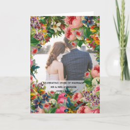 Tarjeta Aniversario del Boda de la FOTO - Floral de ROSAS 