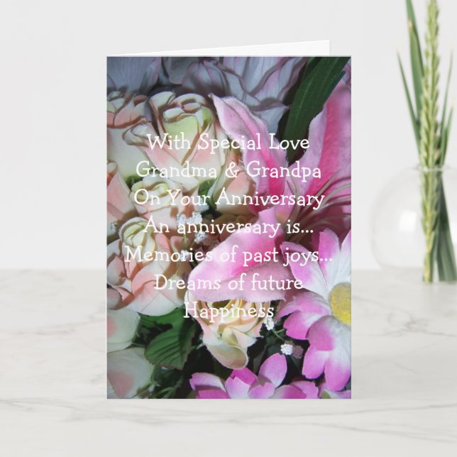 Tarjeta Aniversario del Boda de los abuelos florales (Anverso)