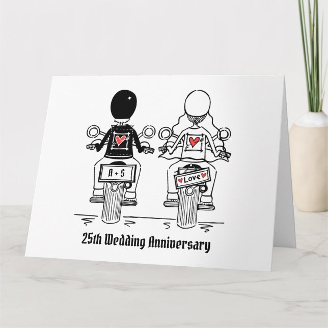 Tarjeta Aniversario del Boda de motocicletas de ciclismo p (Anverso)