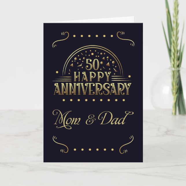 Tarjeta Aniversario del Boda de Oro de los Padres (Anverso)