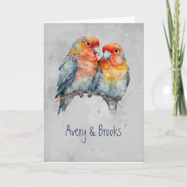Tarjeta Aniversario del Boda de pájaro personalizado Parro (Anverso)