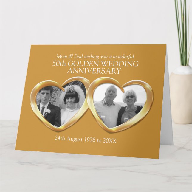 Tarjeta Aniversario del boda dorado de la última foto pres (Anverso)