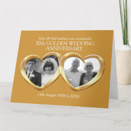 Tarjeta Aniversario del boda dorado de la última foto pres