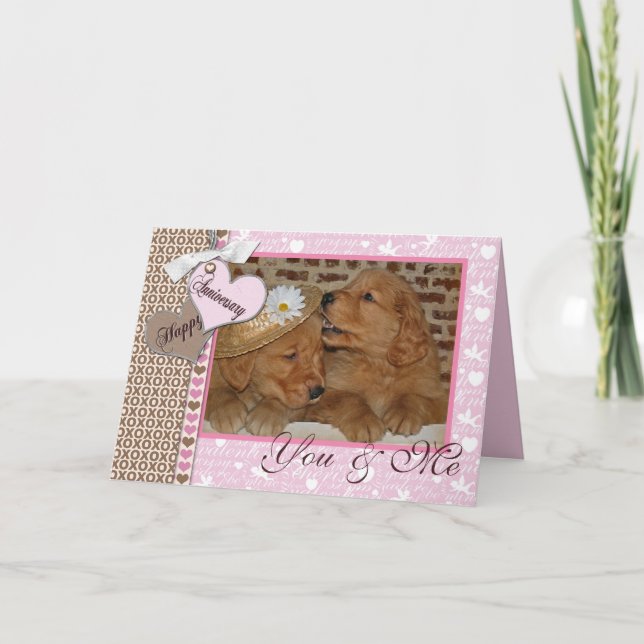 Tarjeta Aniversario del boda Golden Retriever (Anverso)