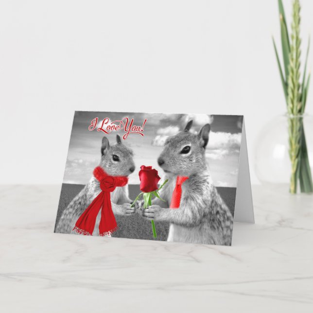 Tarjeta Aniversario del Boda lindo Woodland Squirrel Love (Anverso)