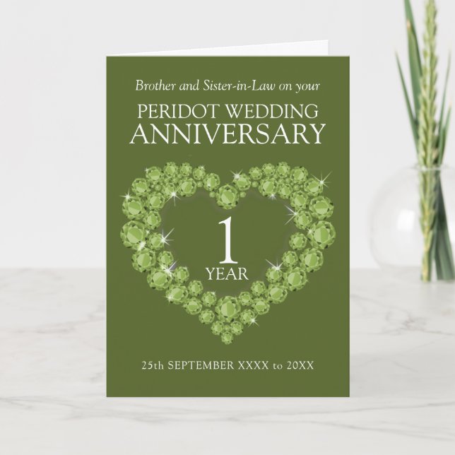 Tarjeta Aniversario del boda Peridot dentro de la foto ver (Anverso)
