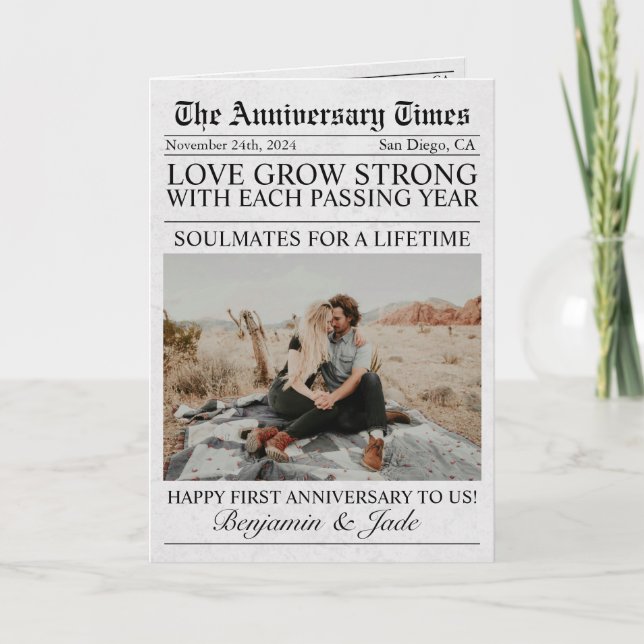 Tarjeta Aniversario del Boda único de fotografía de periód (Anverso)