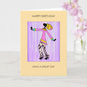 Tarjeta Aniversario del Chica de Arte Africano elegante y 